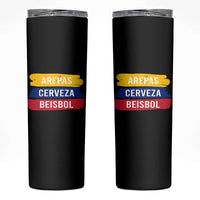 Arepas Cerveza Beisbol Venezuela Things Skinny Tumbler Funny Latino Food Beer and Baseball Pride