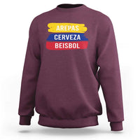Arepas Cerveza Beisbol Venezuela Things Sweatshirt Funny Latino Food Beer and Baseball Pride