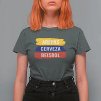 Arepas Cerveza Beisbol Venezuela Things T Shirt For Women Funny Latino Food Beer and Baseball Pride