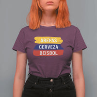 Arepas Cerveza Beisbol Venezuela Things T Shirt For Women Funny Latino Food Beer and Baseball Pride