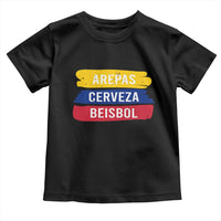 Arepas Cerveza Beisbol Venezuela Things Toddler T Shirt Funny Latino Food Beer and Baseball Pride
