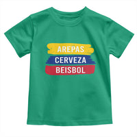 Arepas Cerveza Beisbol Venezuela Things Toddler T Shirt Funny Latino Food Beer and Baseball Pride