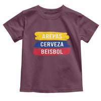 Arepas Cerveza Beisbol Venezuela Things Toddler T Shirt Funny Latino Food Beer and Baseball Pride