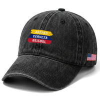 Arepas Cerveza Beisbol Venezuela Things Washed Cotton Baseball Cap Funny Latino Food Beer and Baseball Pride