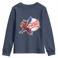Venezuela Baseball Flying Scarlet Macaw and Ball Youth Sweatshirt Ara Macao Guacamaya Venezuelan Pride