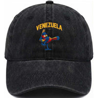 Venezuela Baseball Macaw Batter Washed Cotton Baseball Cap Ara Macao Guacamaya Venezuelan Pride