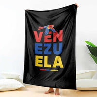 Venezuela Pride Flying Scarlet Macaw Throw Blanket Ara Macao Guacamaya Venezuelan Pride Tropical Bird