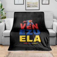 Venezuela Pride Flying Scarlet Macaw Throw Blanket Ara Macao Guacamaya Venezuelan Pride Tropical Bird