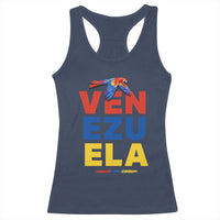 Venezuela Pride Flying Scarlet Macaw Racerback Tank Top Ara Macao Guacamaya Venezuelan Pride Tropical Bird