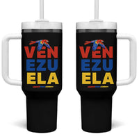 Venezuela Pride Flying Scarlet Macaw Tumbler With Handle Ara Macao Guacamaya Venezuelan Pride Tropical Bird