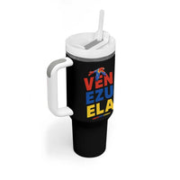 Venezuela Pride Flying Scarlet Macaw Tumbler With Handle Ara Macao Guacamaya Venezuelan Pride Tropical Bird