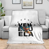 Venezuela Pride Flying Macaw Throw Blanket Ara Macao Guacamaya Venezuelan Pride Tropical Bird