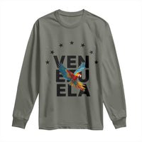 Venezuela Pride Flying Macaw Long Sleeve Shirt Ara Macao Guacamaya Venezuelan Pride Tropical Bird