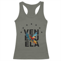 Venezuela Pride Flying Macaw Racerback Tank Top Ara Macao Guacamaya Venezuelan Pride Tropical Bird