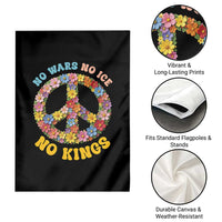 No Wars No Ice No Kings Retro Flower Garden Flag Hippie Floral Peace Sign Social Justice Anti War Protest
