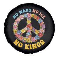 No Wars No Ice No Kings Retro Flower Spare Tire Cover Hippie Floral Peace Sign Social Justice Anti War Protest