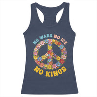 No Wars No Ice No Kings Retro Flower Racerback Tank Top Hippie Floral Peace Sign Social Justice Anti War Protest