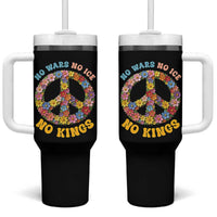 No Wars No Ice No Kings Retro Flower Tumbler With Handle Hippie Floral Peace Sign Social Justice Anti War Protest