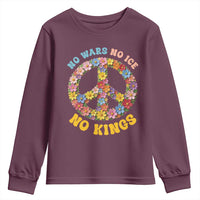 No Wars No Ice No Kings Retro Flower Youth Sweatshirt Hippie Floral Peace Sign Social Justice Anti War Protest
