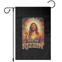 Funny Christian Easter He Is Rizzin Garden Flag Trendy Jesus Humor with Sunglasses Faith Based Meme Gift