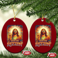 Funny Christian Easter He Is Rizzin Ceramic Ornament Trendy Jesus Humor with Sunglasses Faith Based Meme Gift