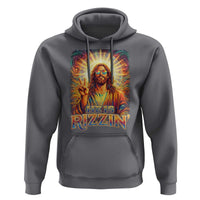 Funny Christian Easter He Is Rizzin Hoodie Trendy Jesus Humor with Sunglasses Faith Based Meme Gift