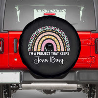 I am a Project That Keeps Jesus Busy Rainbow Cross Spare Tire Cover Cute Christian Faith Humor