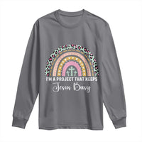 ’m a Project That Keeps Jesus Busy Rainbow Cross Long Sleeve Shirt Cute Christian Faith Humor