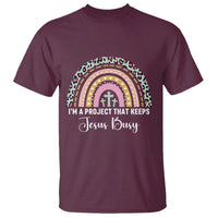 I am a Project That Keeps Jesus Busy Rainbow Cross T Shirt Cute Christian Faith Humor