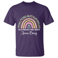 I am a Project That Keeps Jesus Busy Rainbow Cross T Shirt Cute Christian Faith Humor