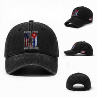 Patria y Vida Cuba Libre Freedom Washed Cotton Baseball Cap Cuban Pride Independence USA Cuba Flag