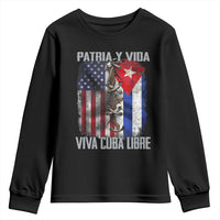 Patria y Vida Cuba Libre Freedom Youth Sweatshirt Cuban Pride Independence USA Cuba Flag