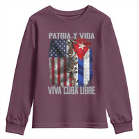 Patria y Vida Cuba Libre Freedom Youth Sweatshirt Cuban Pride Independence USA Cuba Flag