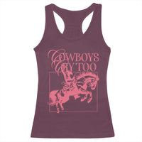 Cowboys Cry Too Racerback Tank Top Western Rodeo Cowgirl Cowboy Aesthetic Pink