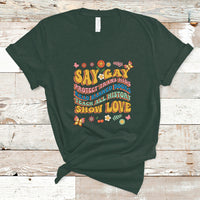 Retro Groovy T Shirt Say Gay Protect Trans Kids Read Banned Books Lgbt Groovy - Wonder Print Shop
