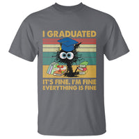 Last Day Of School T Shirt Black Cat It's Fine I'm Fine Everything - Wonder Print Shop