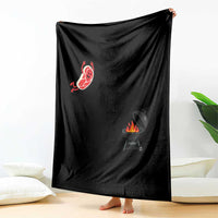 Humorous Diving Steak Charcoal Grill Graphic Throw Blanket BBQ Grilling Pitmaster Cookout Funny Barbecue Master