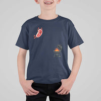 Humorous Diving Steak Charcoal Grill Graphic T Shirt For Kid BBQ Grilling Pitmaster Cookout Funny Barbecue Master