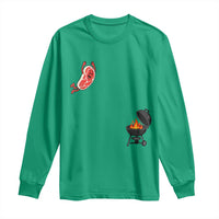 Humorous Diving Steak Charcoal Grill Graphic Long Sleeve Shirt BBQ Grilling Pitmaster Cookout Funny Barbecue Master