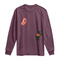 Humorous Diving Steak Charcoal Grill Graphic Long Sleeve Shirt BBQ Grilling Pitmaster Cookout Funny Barbecue Master