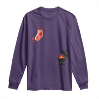 Humorous Diving Steak Charcoal Grill Graphic Long Sleeve Shirt BBQ Grilling Pitmaster Cookout Funny Barbecue Master