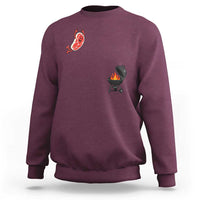 Humorous Diving Steak Charcoal Grill Graphic Sweatshirt BBQ Grilling Pitmaster Cookout Funny Barbecue Master