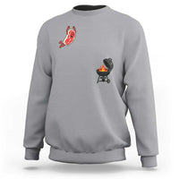 Humorous Diving Steak Charcoal Grill Graphic Sweatshirt BBQ Grilling Pitmaster Cookout Funny Barbecue Master