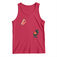 Humorous Diving Steak Charcoal Grill Graphic Tank Top BBQ Grilling Pitmaster Cookout Funny Barbecue Master