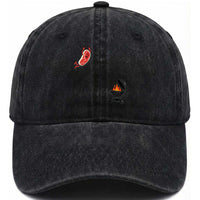Humorous Diving Steak Charcoal Grill Graphic Washed Cotton Baseball Cap BBQ Grilling Pitmaster Cookout Funny Barbecue Master