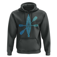 Polynesian Tribal Kayak Graphic Hoodie Maori Pattern Water Sports Cyan Gradient Paddling