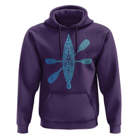 Polynesian Tribal Kayak Graphic Hoodie Maori Pattern Water Sports Cyan Gradient Paddling