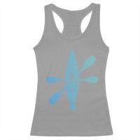 Polynesian Tribal Kayak Graphic Racerback Tank Top Maori Pattern Water Sports Cyan Gradient Paddling