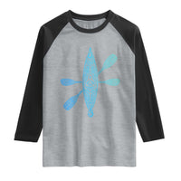 Polynesian Tribal Kayak Graphic Raglan Shirt Maori Pattern Water Sports Cyan Gradient Paddling