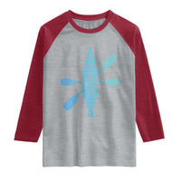 Polynesian Tribal Kayak Graphic Raglan Shirt Maori Pattern Water Sports Cyan Gradient Paddling